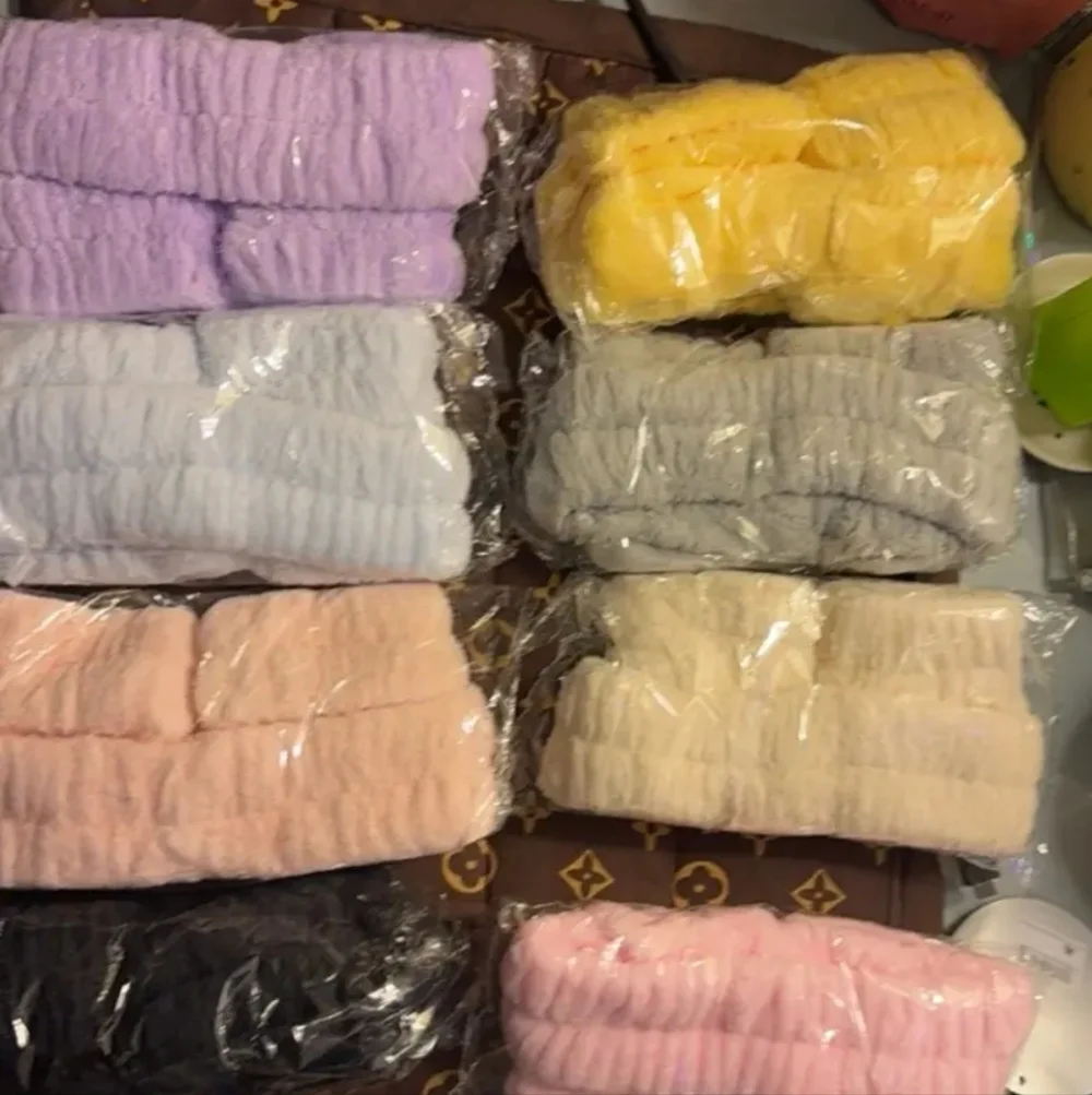 3pc Bow Spa Headband Wristbands Set Fluffy Skincare Face Washing Makeup